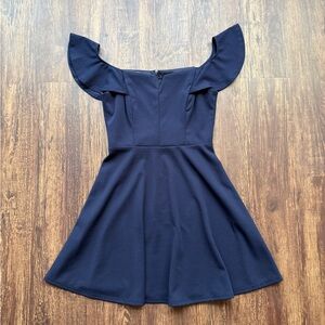 Navy Teeze Me Ruffle Sleeve V-Neck Dress - Size 3